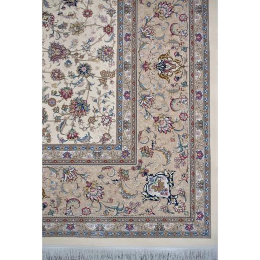 فرش ماشینی افرند دستباف نما گل ابریشم 1250 شانه زمینه موزی کد 24840 (12 متری)