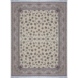 فرش ماشینی افرند دستباف نما گل ابریشم 1250 شانه زمینه موزی کد 24850 (12 متری)