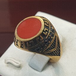 انگشتر مردانه طلا روس سنگ عقیق قرمز کد231