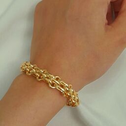 دستبند زنانه برنجی مدل زنجیری طرح طلا کد 624
