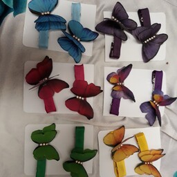 گیره های پروانه ای سه بعدی رنگبندی شیک و شاد فروش جفتی و تک     