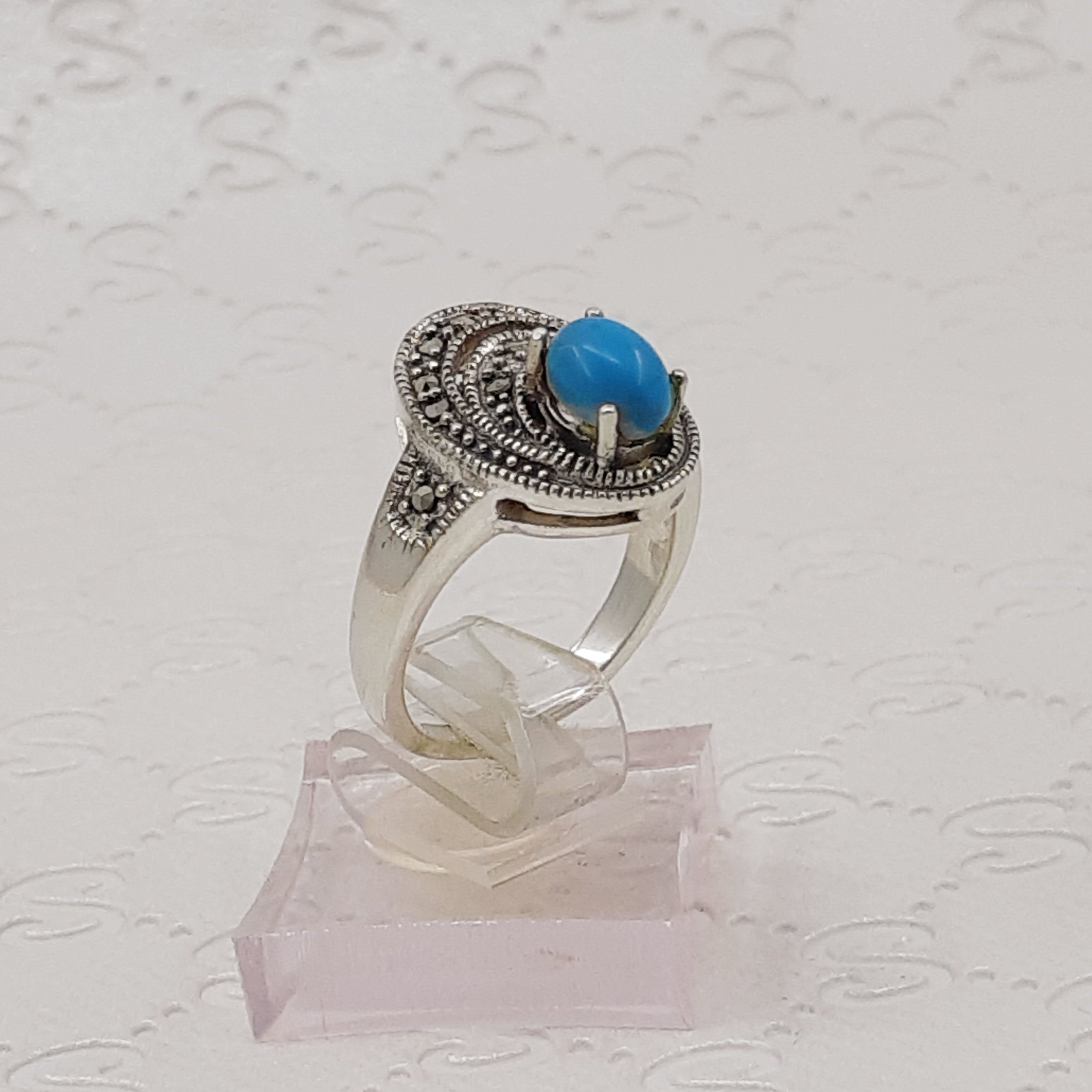 انگشتر نقره زنانه فیروزه سیاه قلم