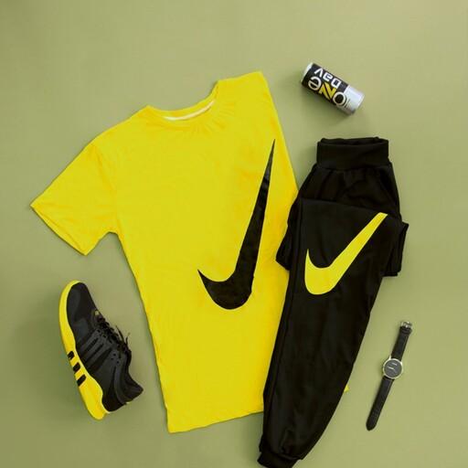 ست تیشرت و شلوار Nike مدل calin (زرد)