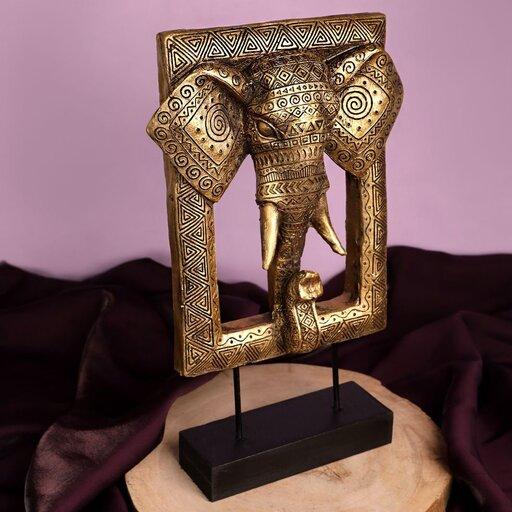 مجسمه فیل طلایی - طول24cm عرض 7cm ارتفاع 36cm جنس محصول پلی استر