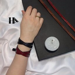 دستبند چرم دو دور پیچ با چرم طبیعی  در چهار رنگ