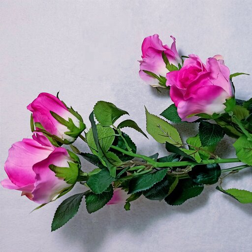 گل رز مصنوعی دو رنگ بنفش و سفید 6گل