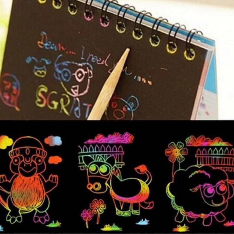دفترچه یادداشت جادویی رنگی فانتزی جذاب و زیبا تخته ذغالی در عین حال رنگین اسکراچ برد