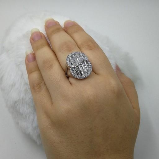 انگشتر نقره  زنانه جواهر با آبکاری طلا  سفید 