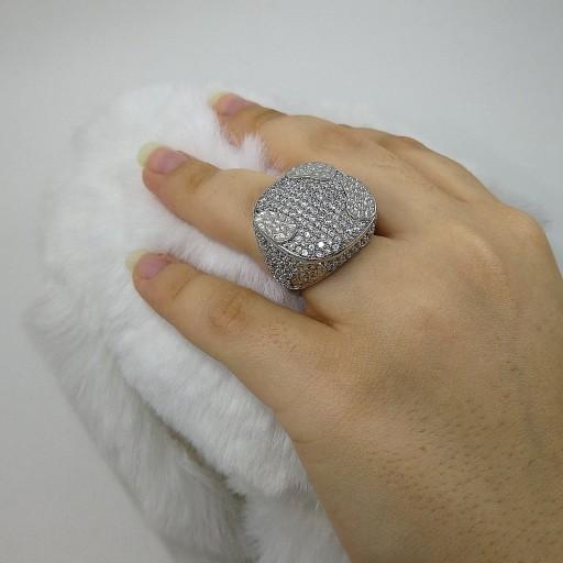 انگشتر نقره  زنانه جواهر  با آبکاری طلا سفید "