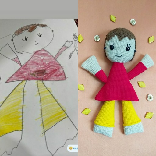 عروسک بافتنی از روی نقاشی بچه ها