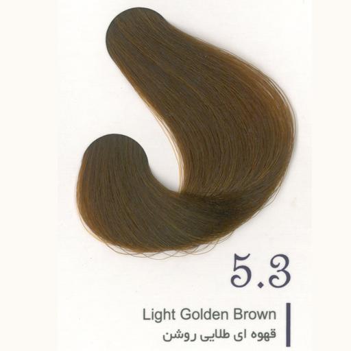 رنگ مو یکسی سری طلایی شماره 5.3 حجم 100 میلی لیتر رنگ قهوه ای طلایی روشن