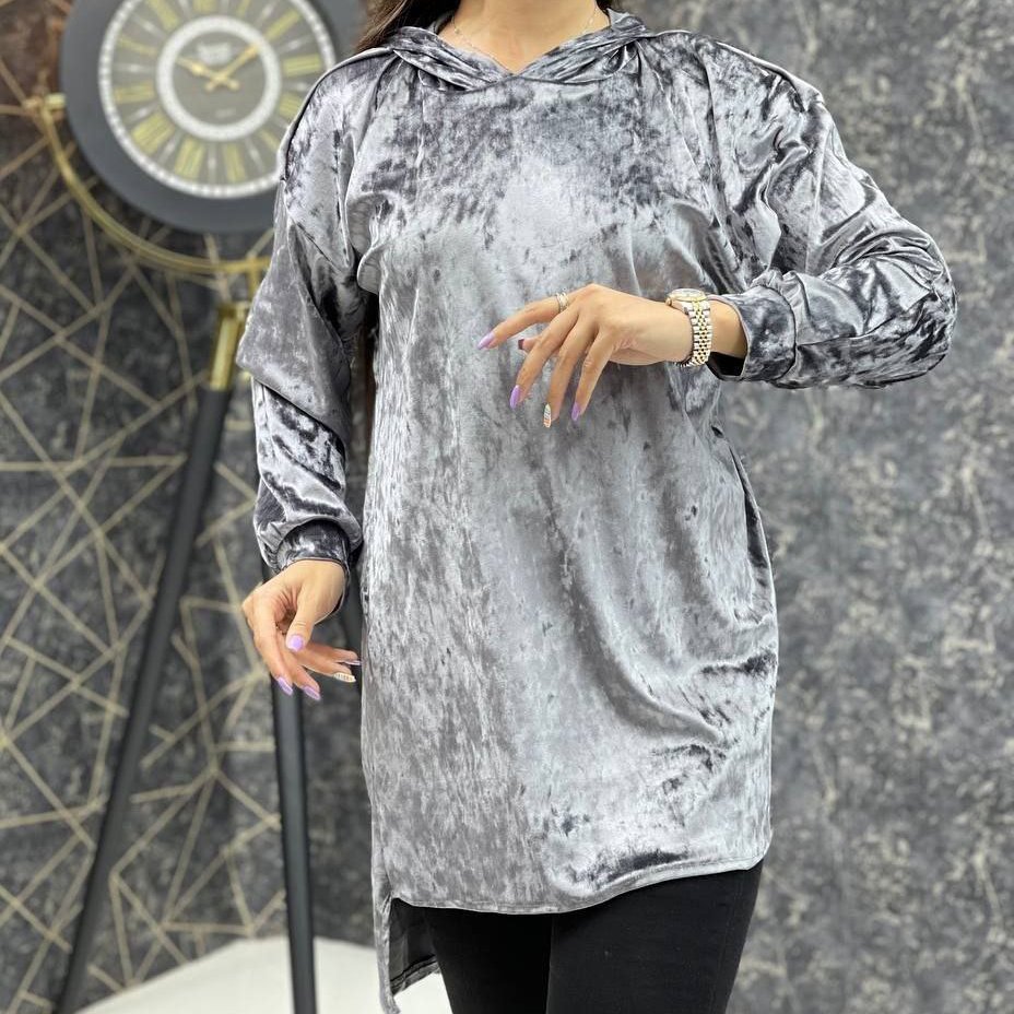 هودی  مخمل آینه ای ضخیم پشت بلند سایز 38/46فری سایز مناسب خاص پسندان تن خوری عالی