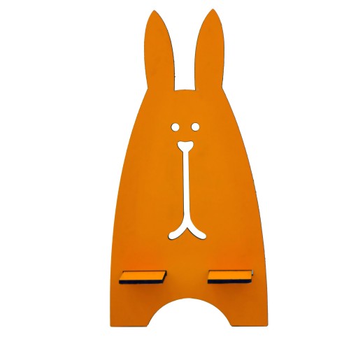 پایه نگهدارنده موبایل رومیزی قابل حمل کودکانه ، طرح خرگوش مان لیزر  ام دی اف 3 میل دو لایه با قابلیت نصب شارژر
