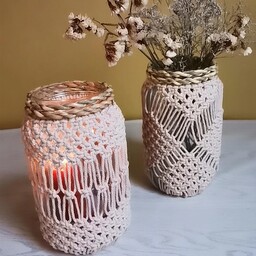 گلدان وجاشمعی مکرومه در رنگبندی ومدلهای مختلف