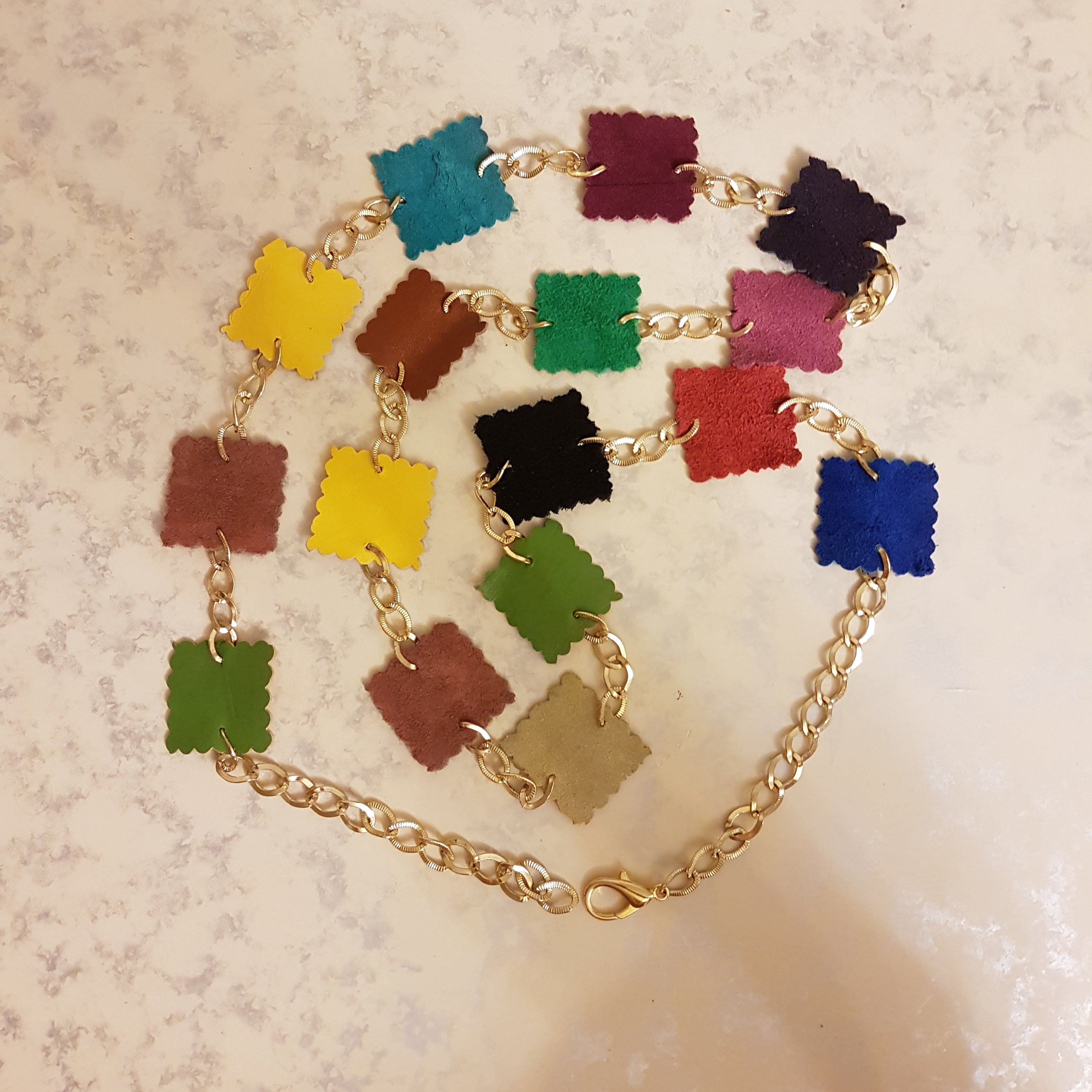 کمربند چهل تکه چرم بز،اشبالت و  زنجیر