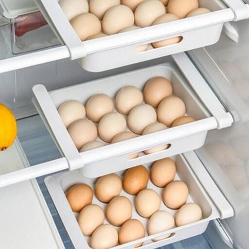 شلف تخم مرغ و مواد غذایی داخل یخچالی کشویی(نظم دهنده یخچال)