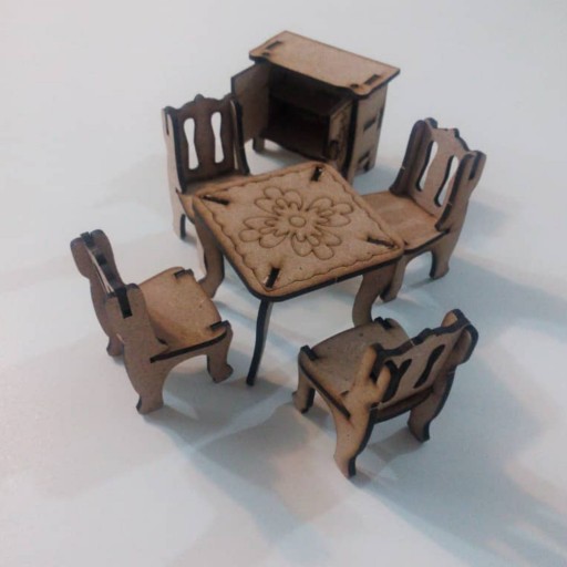 پازل سه بعدی چوبی طرح میز و صندلی با جزییات و زیبا محکم و سبک