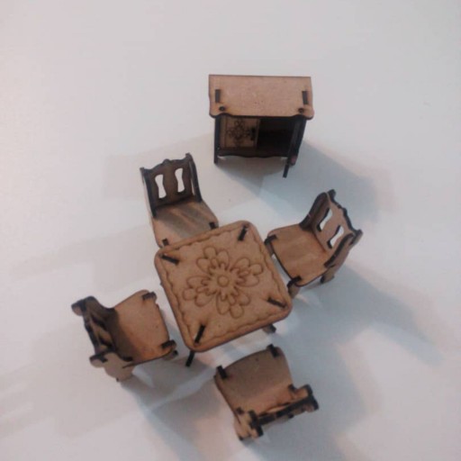 پازل سه بعدی چوبی طرح میز و صندلی با جزییات و زیبا محکم و سبک
