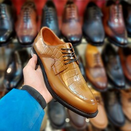 کفش مردانه مجلسی تمام چرم جدید فوق العاده خاص طرح کروکودیلی 