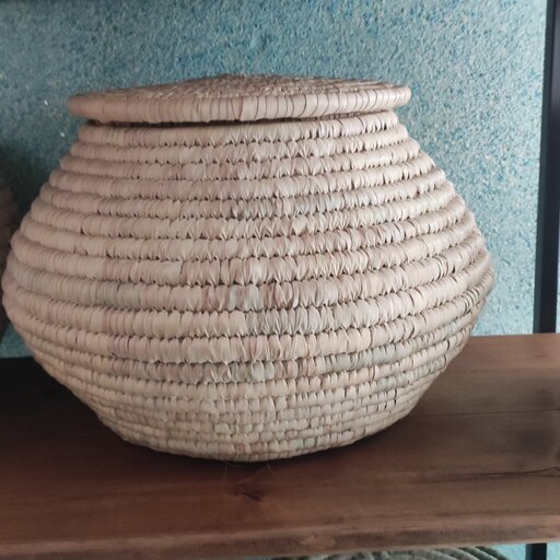 سطل جای برنج خمره ای حصیری کپوبافی حدود 15 کیلویی 