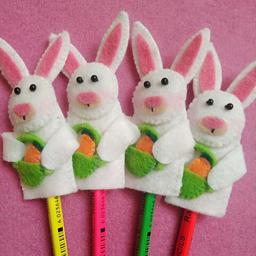  سر مدادی، عروسک انگشتی نمدی مجموعه 4 عددی طرح خرگوش