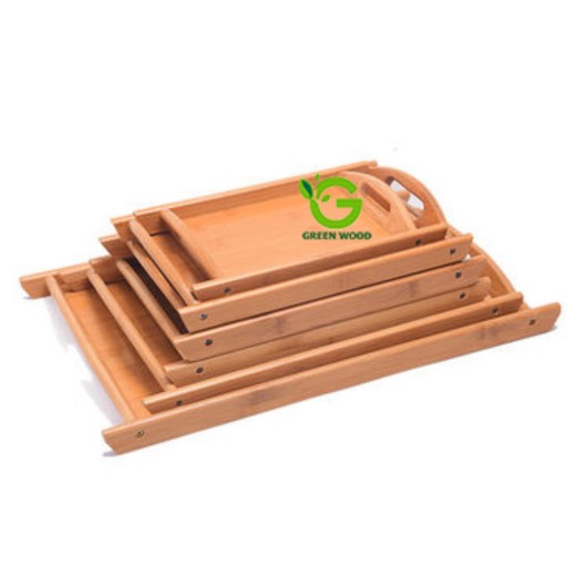 ست سینی پذیرایی چوبی بامبو 6 عددی مدل HOKIPO کد Gw140101004