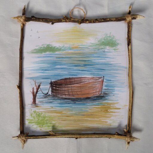 تابلو نقاشی چوبی طرح قایق