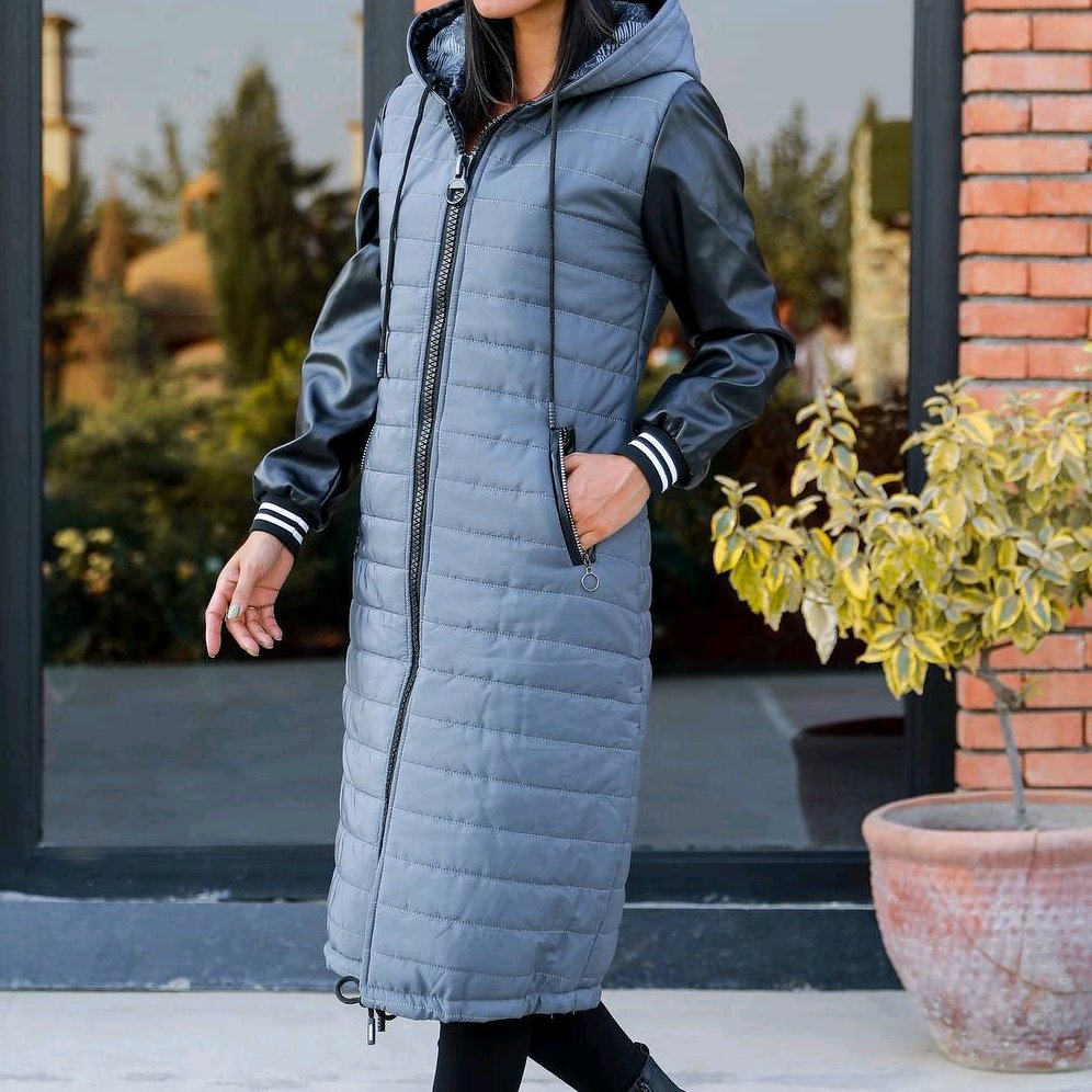 کاپشن زنانه بلند آستین چرم پارچه خارجی درجه یک و ضمانتی 