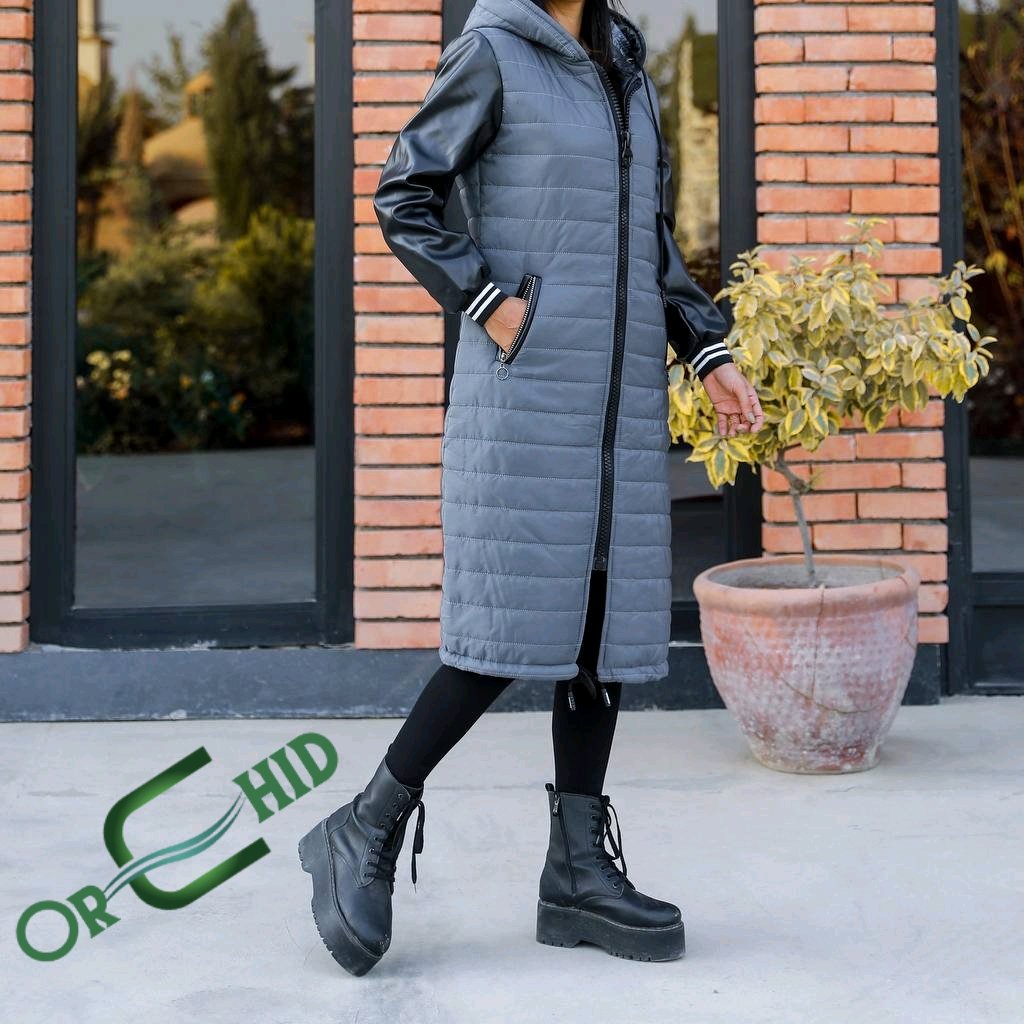 کاپشن زنانه بلند آستین چرم پارچه خارجی درجه یک و ضمانتی 