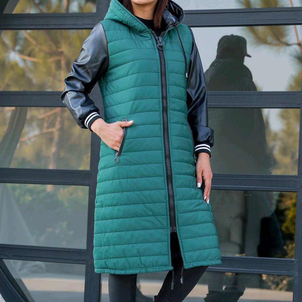 کاپشن زنانه بلند آستین چرم پارچه خارجی درجه یک و ضمانتی 