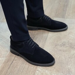 کفش کلاسیک مردانه رویه جیر دور دوخت کفی طبی رنگ مشکی سایز بندی 40و41و42و43و44و45