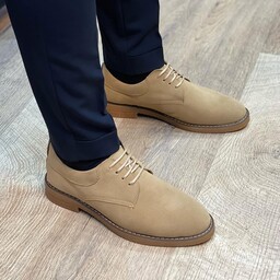 کفش کلاسیک مردانه رویه جیر دور دوخت کفی طبی رنگ عسلی سایز بندی 40و41و42و43و44و45