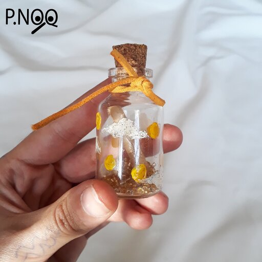 بطری شیشه ی نقاشی شده ی مینی مال و کوچک و کیوت تزئینی و هدیه و دکوری پینوکیو