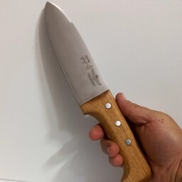 چاقو سلاخی کار استاد حیدری جنس تیغه فولاد استیل ضد زنگ دسته چوب جنگل 