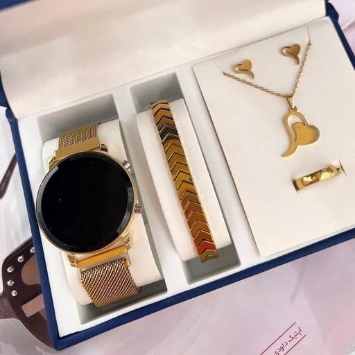 ساعت ال ای  دی مگنتی  ارسالرایگان باکیفیت همراه با نیم ست و حلقه  طلایی و دستبند  حدید 