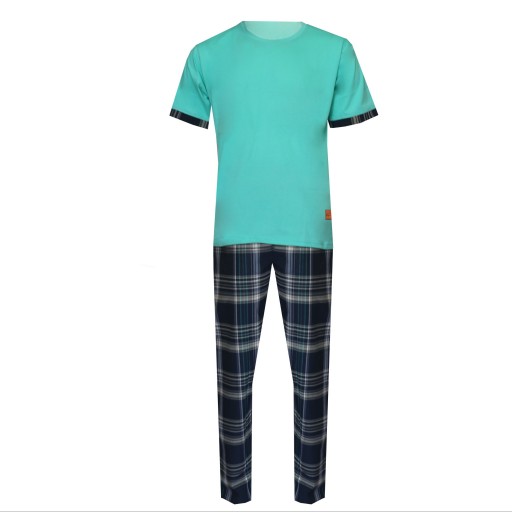 ست تی شرت و شلوار مردانه لباس خونه مدل طه کد 3610488 رنگ سبز بنتو