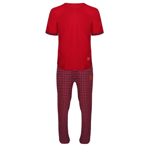 ست تی شرت و شلوار مردانه لباس خونه مدل طه991217 کد 4683741 رنگ قرمز گلی