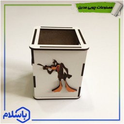 جا مدادرنگی و خودکاری چوبی برش خورده برجسته طرح اردک باحک اسم (پس کرایه)