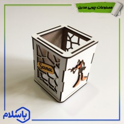 جا مدادرنگی و خودکاری چوبی برش خورده برجسته طرح اردک باحک اسم (پس کرایه)