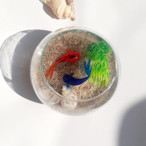 تنگ شیشه یی  سه بعدی رزینی ماهی ها دست ساز ونقاشی شده هستند