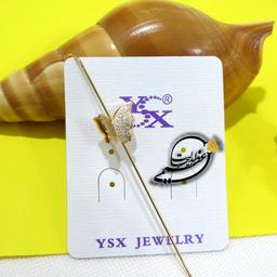گوشواره کراس برند YSX از جنس مس و روکش طلا رنگ ثابت طرح پروانه کد 155