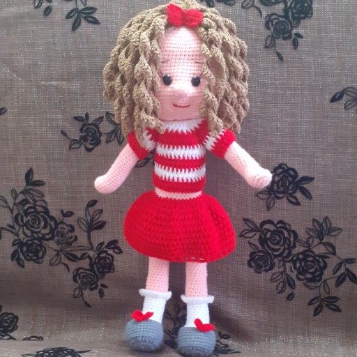عروسک دخترانه 40 سانتی با موهای فرفری