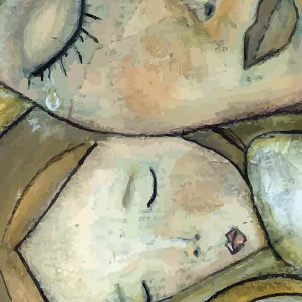 تابلو بوم چاپی لاویا طرح مادر و دختر کد ART-1909