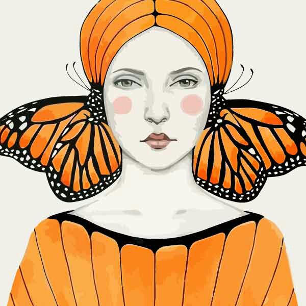 تابلو بوم چاپی لاویا طرح زن با گوشهای پروانه ای کد ART-1538