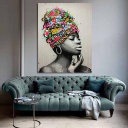 تابلو بوم چاپی لاویا طرح زن سیاهپوست کد ART-1436