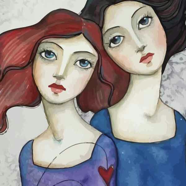 تابلو بوم چاپی لاویا طرح دو دختر کد ART-1797