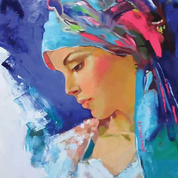 تابلو بوم چاپی لاویا طرح نیم رخ زن کد ART-1301