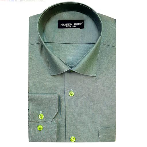 پیراهن مردانه سبز آستین بلند فلورا کد 2169