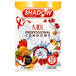 کاندوم میکس(تاخیر و میوه ای و تنگ کننده و انتی باکتر یال ونازک) شادو مدل MIX بس