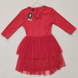 پیراهن مجلسی دخترانه شومیز قرمز 6 تا 9سال